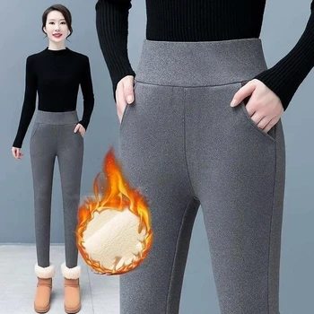2023 Téli nők vastagítják a meleg leggingset Vastag bársony gyapjú nadrág Magas derék Női termál leggins Hidegálló nadrág