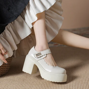 2023 Új divat Japán diákok Vastag talpú Lolita cipők Női magas sarkú cipők Női vastag sarkú Mary Jane cipők
