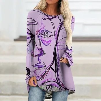 2023 új nyári női 3d nyomtatott póló Flower Print O-nyakú alap felső Hosszú ujjú póló Kiváló minőségű alkalmi divat S-5XL