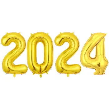 2024 Léggömbök arany alumínium film léggömb arany ezüst piros és fekete színátmenet színes csillogó léggömb boldog születésnapot esküvői party