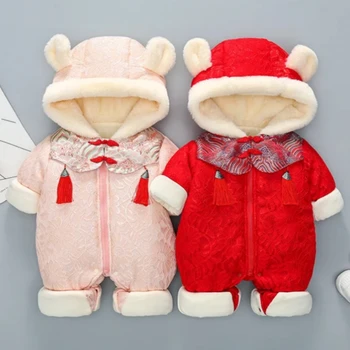 2024 Téli divat Csecsemő Újszülött Piros Kínai hagyományos TangSuit Első születésnapi ajándékok gyerekeknek Fiúk Lányok Baba Rompers