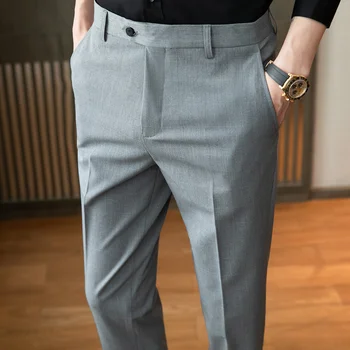 2024 Új nyári divat férfi kockás öltöny nadrág karcsú szabású Anglia stílusú üzleti ruha nadrág Luxus ruházat férfi