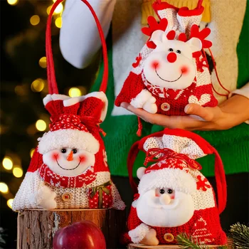2024 Újévi karácsonyi ajándéktáska karácsony Almás cukorka tároló tasakok Mikulás hóember húzózsinóros ajándéktáska 2024 Navidad Apple táska