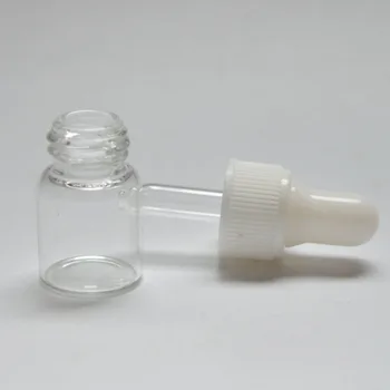 20db 2 ml kis átlátszó üveg injekciós üveg tiszta üveg cseppentő kupakkal Kis esszenciális mini olaj cseppentő palack