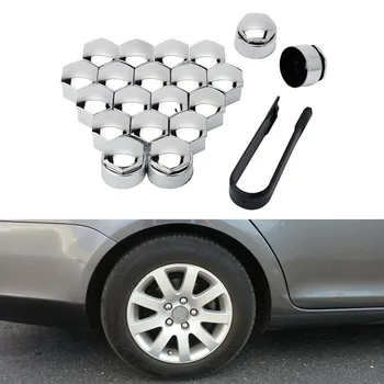 20db 20x 17 mm-es króm anyacsavar kerékcsavar + eltávolító szerszám kerékkészlet bármilyen autóhoz automatikus kerékagy csavaros fedél csavaros felnik