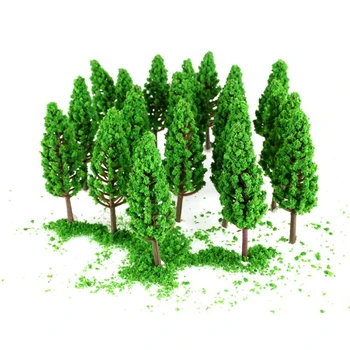 20db 65mm Mini modell fák Épület homokasztal DIY anyag műanyag modell Zöld fenyőfa kert táj műfa