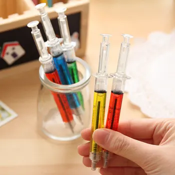 24Pcs többszínű fecskendő tollak Újdonság folyékony fecskendő golyóstoll tűcső alakú nővér ajándék folyékony toll szín a tanuláshoz