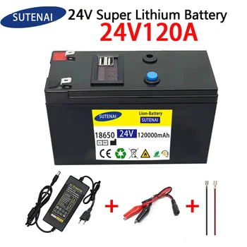 24V akkumulátor 120Ah 18650 lítium akkumulátor Újratölthető akkumulátor napenergiához elektromos jármű akkumulátor + 25.2v2A töltő