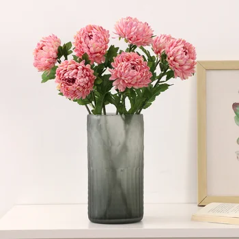 2db Művirágok Krizantém Labda Virágok Csokor Ajándék esküvői dekorációkhoz Hamis növények Ágkoszorú dekoráció