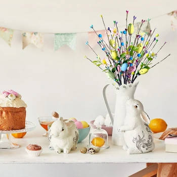 2PCS Húsvéti műtojás virágág hab tojás hamis növény Boldog húsvéti dekoráció otthoni fesztivál party asztali díszek