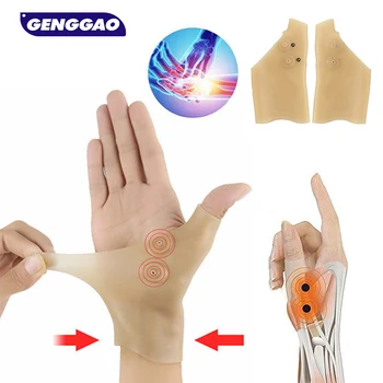 2Pcs mágneses terápia csukló kéz hüvelykujj tartó kesztyű szilikon gél arthritis nyomásjavító masszázs fájdalomcsillapító kesztyű