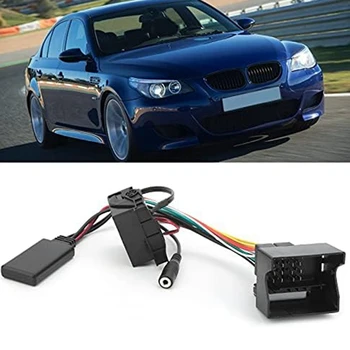 2Set autórádió Bluetooth 5.0 Music AUX kábel kihangosító adapter kábelköteg készlet Bluetooth adapter fekete BMW E60 E63 E90 E91 készülékhez