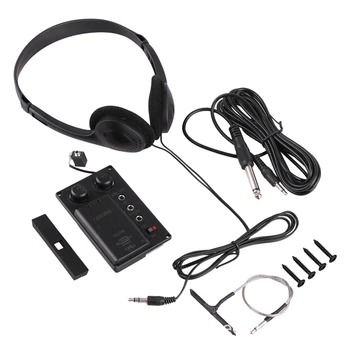2X elektromos hegedű csendes Eq hangszedő piezo fejhallgatóval és dugós lyuk kábelkészlettel