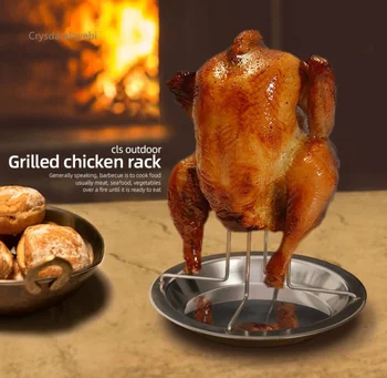 3 készlet Grillezés Sütőedények Tapadásmentes csirkepörkölő állvány tállal BBQ kiegészítők Eszközök