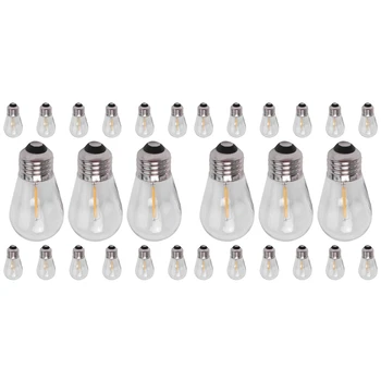 30 Pack 3V LED S14 csereizzók Törésbiztos kültéri napelemes izzók meleg fehér