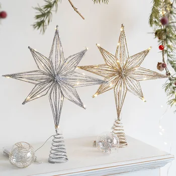 30cm karácsonyfa toppers csillag LED füzér lámpákkal Díszek karácsonyra Otthoni parti dekoráció Fesztivál Party Újév