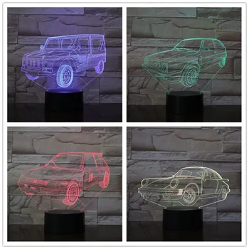 3D autó Desgin modell éjszakai lámpa átlátszó Galaxlux éjszakai fény 7 szín változó éjszakai fény 3D irodai dekoráció asztali fény