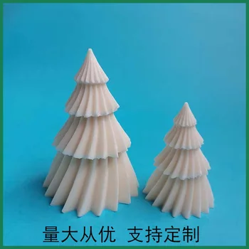 3D fenyő origami mintás gyertya szilikon forma DIY geometriai forgó aromaterápiás karácsonyfa penész 8257L