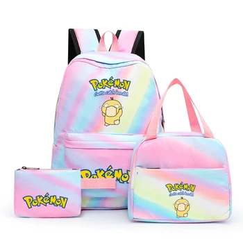 3Db/set Anime Pokemon Pikachu vászon hátizsák lánynak Uzsonnás táska ceruza tok Vissza az iskolába Diák Gyerekek Hátizsák