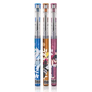 3Pcs Deli S875 Naruto egyenes folyékony gél toll 0,5 mm-es teljes tűcső fekete tinta kellékek iskolai irodai írószerek