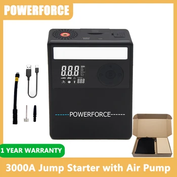 4 az 1-ben Jump Starter Power Bank 3000A légkompresszor hordozható gumiabroncs-szivattyú Autó akkumulátor töltő booster 16800mAh autó vészindítás
