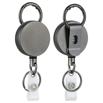 4 csomag nagy teherbírású visszahúzható jelvénytartó orsók, fém azonosító jelvénytartó övcsipeszes kulcstartóval a névkártya kulcstartójához
