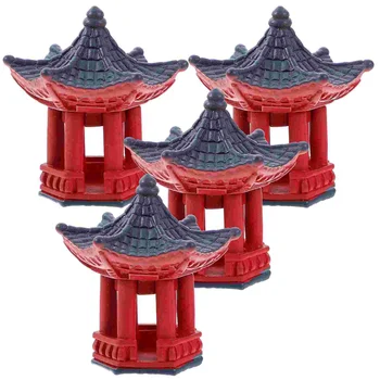 4 db Dekor miniatűr pavilon szobor mikro táj dísz szimuláció Pagoda modell Japán dekoráció