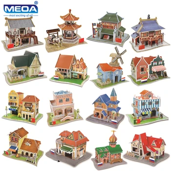 40 stílus 3D kirakós játék Világhírű építészeti 3D puzzle miniatűr házépítés modell építési játékok karácsonyi ajándék