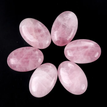 40x60mm Természetes kő Cabochon kristály távtartó gyöngyök Rózsakvarc kézműves érc dísz DIY ékszerkészítés Nyaklánc gyűrű kiegészítők