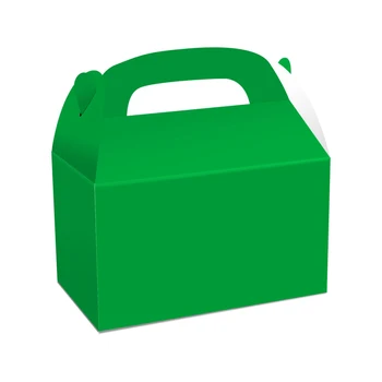 48 Pack White Treat Gable Party Favor dobozok Papír díszdobozok születésnapi parti zuhanyhoz 6x3.5x3.5 hüvelyk, zöld