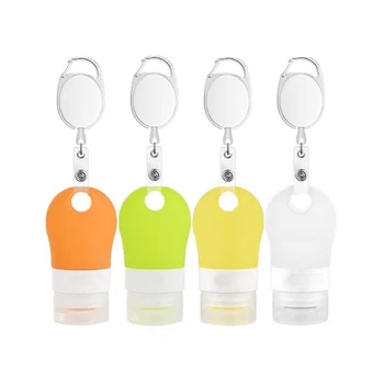 4db hordozható szilikon utazási palackok készlet Mini kézfertőtlenítő tartó Biztonságos gél üres tartó Akasztható fertőtlenítő palack tartály