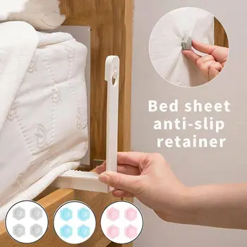 4Pcs fehér lapkapocs lepedőtartó Ágynemű rögzítő Rögzítő klipek Nyomtalan egyszerűség Ágynemű matractartó