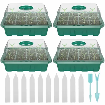 4x Mini üvegház 12 rekesz - beltéri üvegházi szaporítás Üvegházi zöld növénykultúra Vízkultúra Automatikus víz