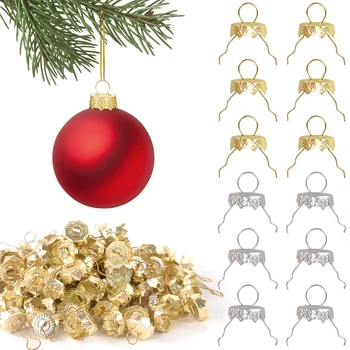 50/100db kerek karácsonyi báli díszsapkák levehető arany ezüst fém akasztók sapka újévi party karácsonyfa dekorációs sapkák