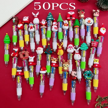 50Db/Lot Kawaii karácsonyi mini golyóstoll Aranyos rajzfilm Mulitcolor tollak 4 színes gyerekek Iskolai írás Írószer kellékek Ajándékok