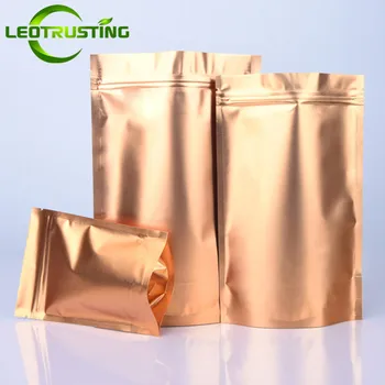 50db matt arany alumínium fólia cipzáras táska visszazárható arany kávépor kozmetikumok snack élelmiszer csokoládé csomagoló tasakok