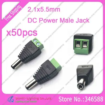 50PCS 5,5x2,1 mm-es DC tápcsatlakozó kábel Egyszerű csatlakozó szalag-DC tápegység egyszínű LED szalag fényhez / CCTV