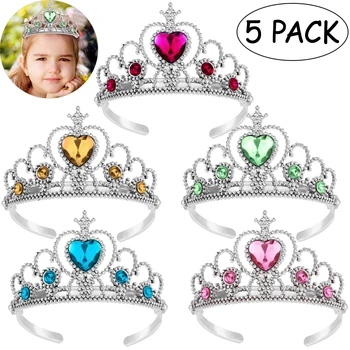 5db Aranyos gyerekek Tiara korona szett lányok öltöztetős parti fejpánt kiegészítők királynő hercegnő fejdísz ünnepi gyermek fejfedő