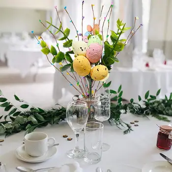 5db Mesterséges ágak húsvéti tojással Dekoratív virágszárak virágos elrendezésű dekorációhoz