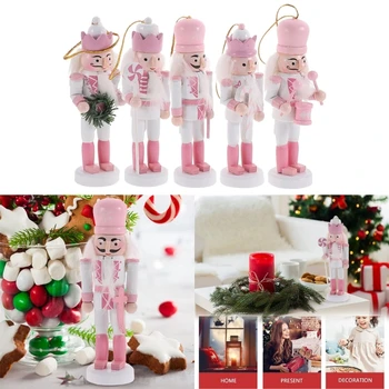 5db rózsaszín karácsonyi fa diótörők katona dísz kézműves fesztivál party konyha esküvői lakásdekorációk újév
