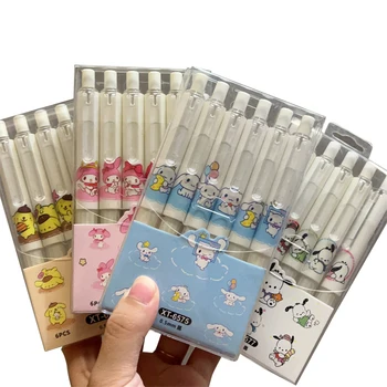 6/12db Sanrio gél toll anime Hello Kitty Kuromi Melody Cinnamoroll Diák írás Semleges toll Irodai írószer Iskolai kellékek