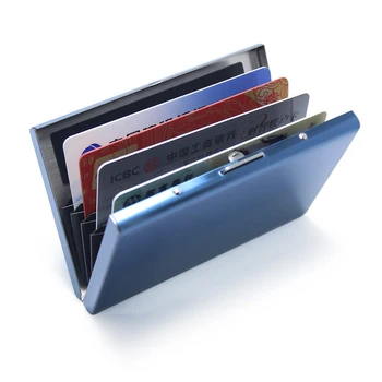 6 kártyanyílás Névjegykártya-tartó rozsdamentes acél hitelkártya-tartó Utazási igazolvány tartó Fém névjegykártya tok Pénztárca