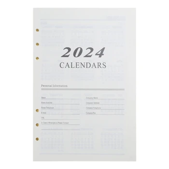 6 lyukú lyukasztott iratgyűjtő naptár betétlap 2022-es angol újratölthető papír kétoldalas