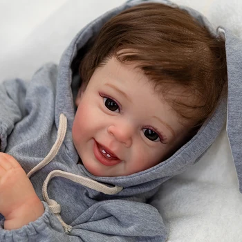 60CM Yannik újjászületett babák Hatalmas baba újjászületett fiú baba Élethű 3D festett bőrvénák kézzel gyökerező hajjal Collecitle Art baba