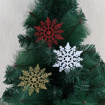 6db 10cm műanyag arany csillogó por hópehely karácsonyi díszek medál karácsonyfa dekoratív függő hópehely