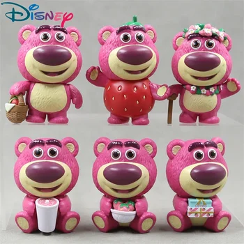 6db/set Disney Toy Story Aranyos Eper formák Lotso Figurine Toys Q verzió Red Bear Dolls Anime Model Desk díszek Ajándék