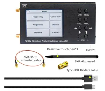 6GHz SA6 hordozható RF spektrumanalizátor Spectrum Explorer Signal Genertor követő generátorral 6,2 GHz érintőképernyővel