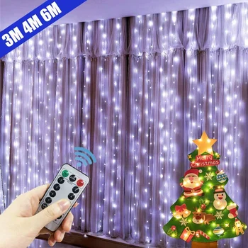 6M/4M/3M LED karácsonyi fények tündér fények Függöny füzér USB fesztivál Távoli karácsonyi dekoráció otthonra Újév 2024