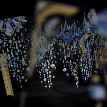 8.10 Új csillag kaszkád vízesés Sky City fényes PET szalagok DIY dekorációs anyagok