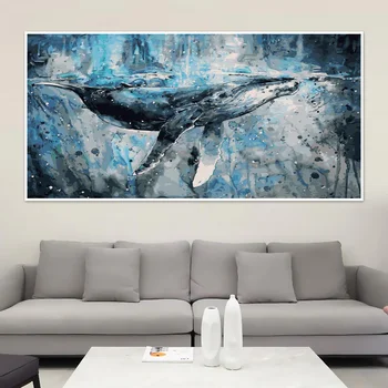 80x160cm Nagy méretű DIY olajfestmény számok szerint Keret Kék bálna szarvas tájkép vászon akril festés fali művészet lakberendezés